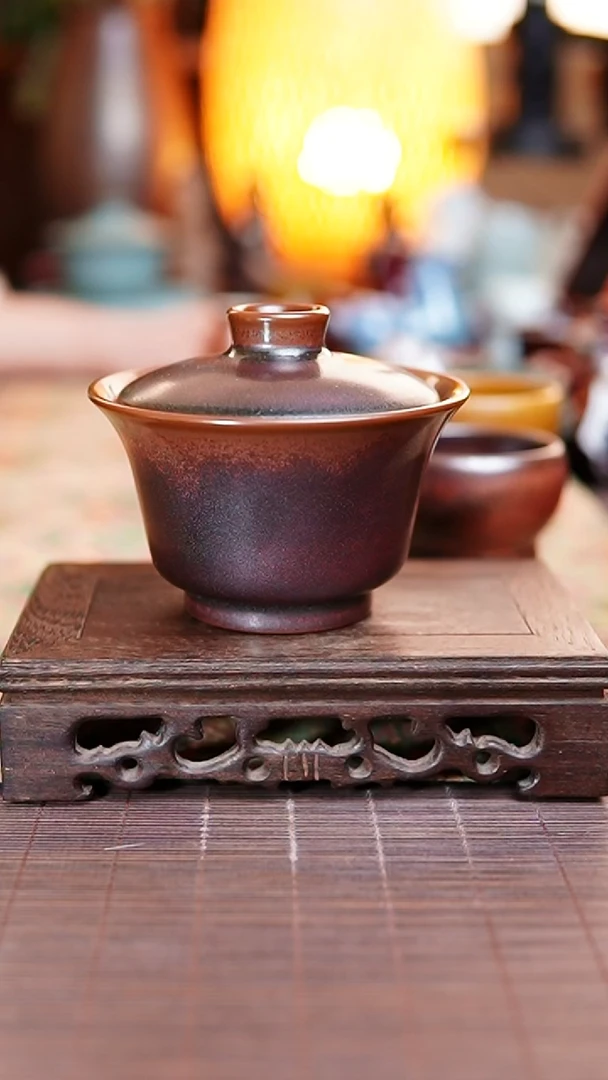 033 金属釉色 钧瓷盖碗