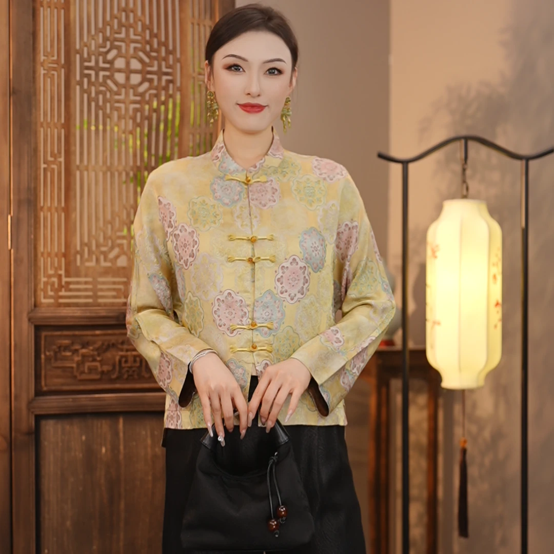 八宝福莲｜新中式百搭女士时尚复古气质国风上衣外套6358