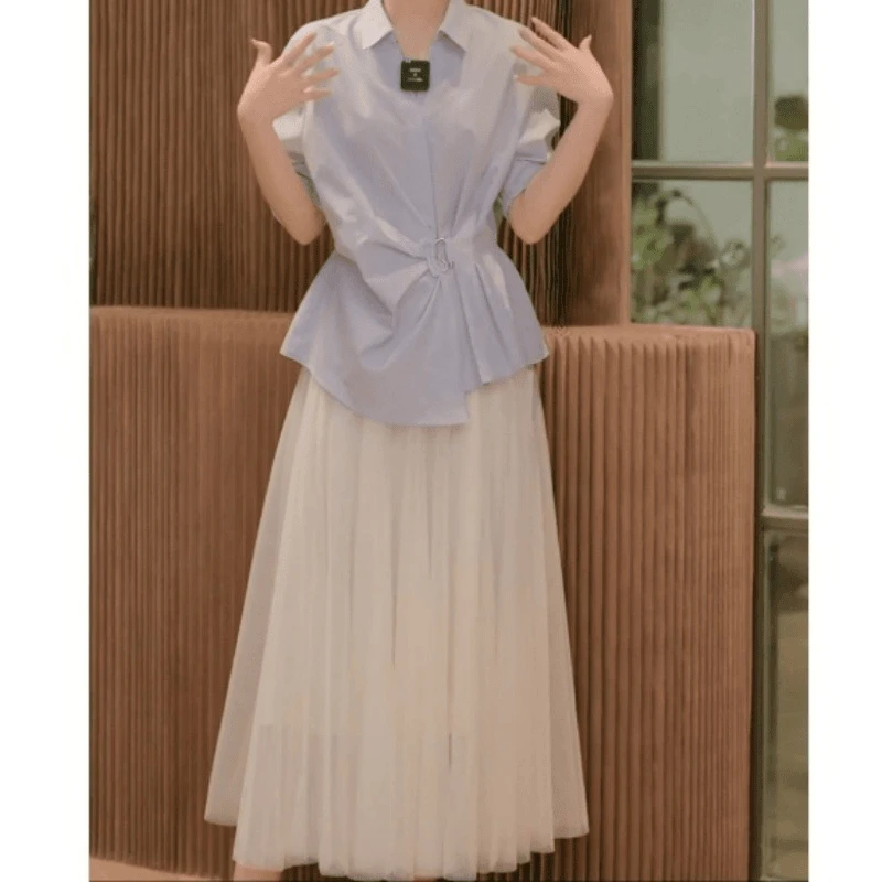 轻职风不规则时尚通勤显瘦衬衫女2025夏季上衣14367