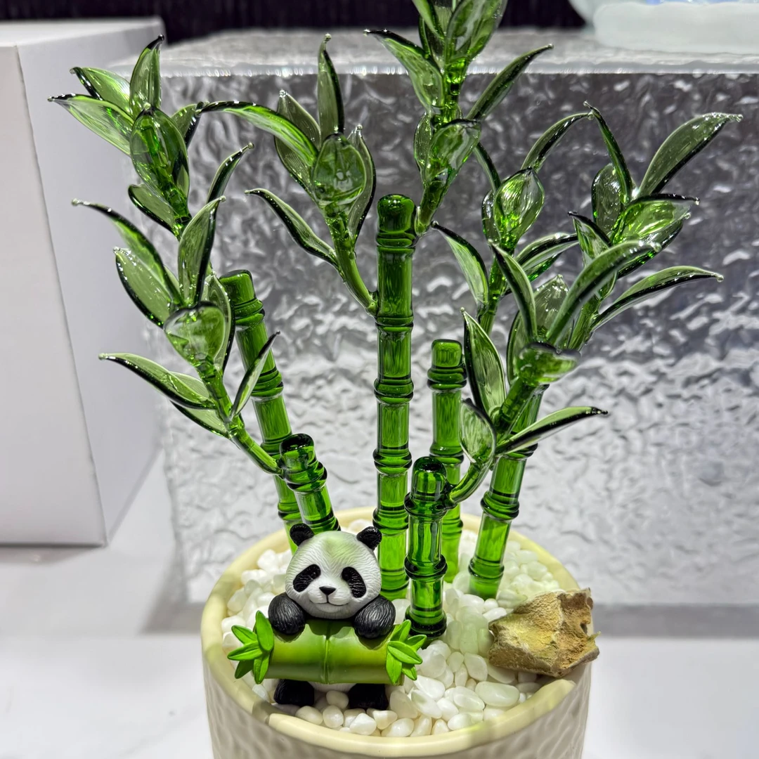 【竹影清风】淄博纯手工琉璃花送礼首选轻奢精美高档摆件