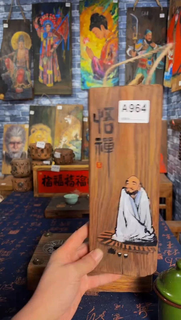 风化老门板丙烯画