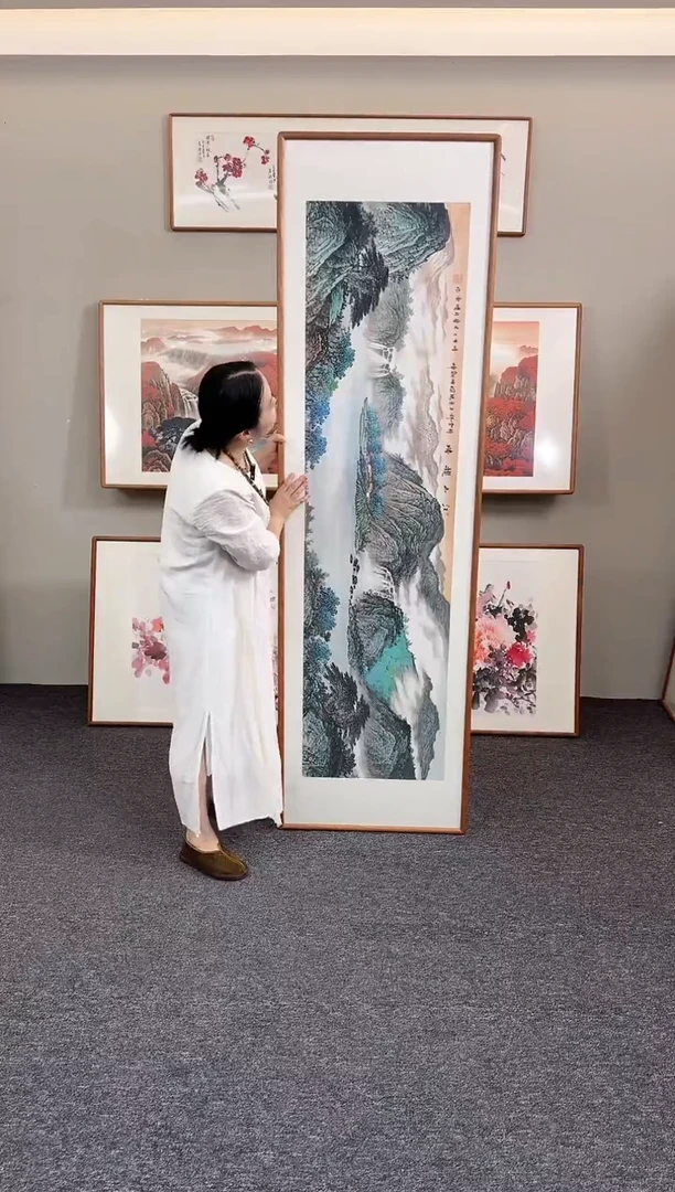 国画江山揽胜210*60手绘作品