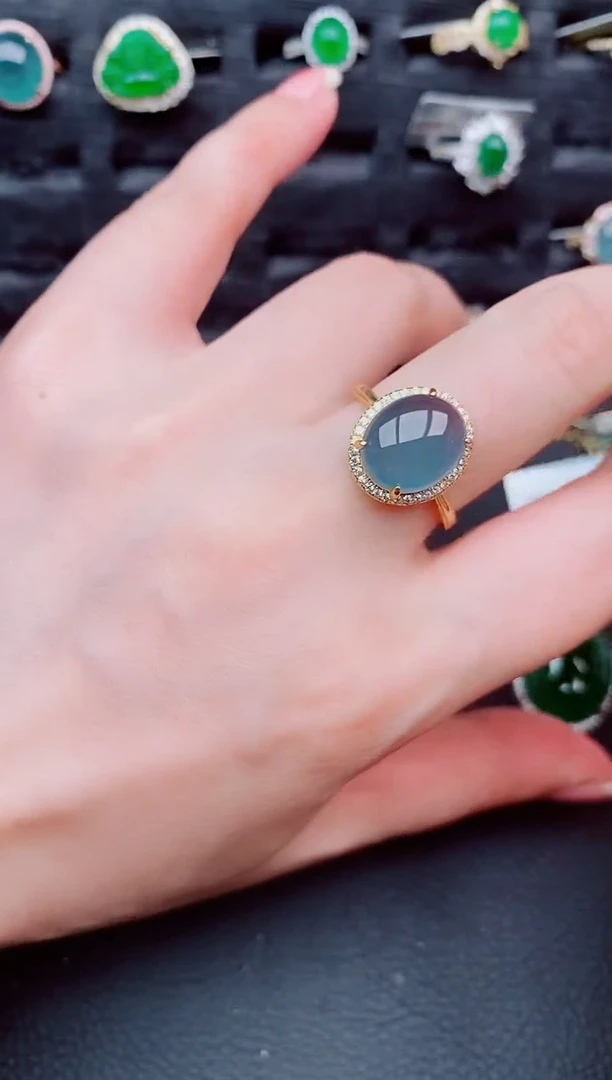 翡翠戒指银S925镶嵌天然a货翡翠473