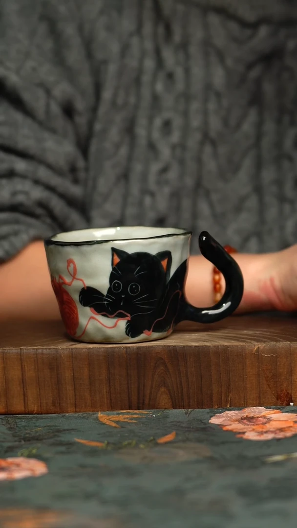 杯釉下彩手工手绘同款陶器