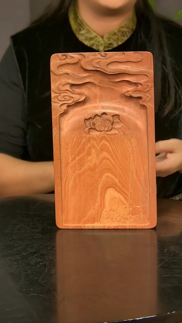非遗青州黑山老坑精品红丝砚