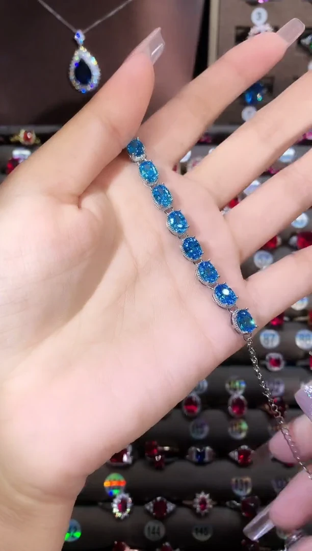 无925银海蓝色鸟巢切手链