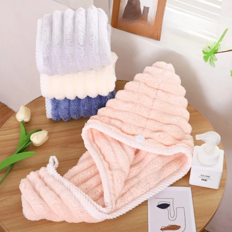 糖果条干发帽女新款加厚超强吸水速干珊瑚绒家用干发毛巾洗头浴帽