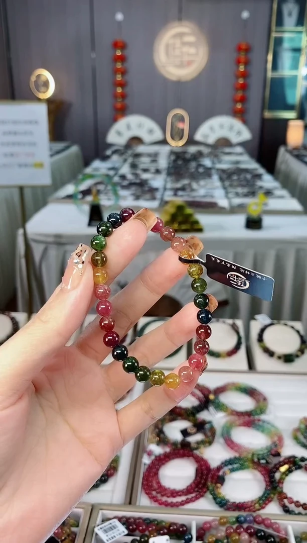 未镶嵌老矿碧玺色标单圈手串6mm+碧玺dan多样性发货一条