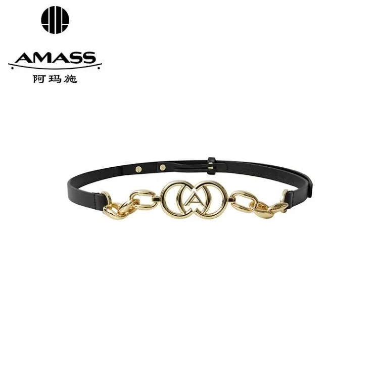 AMASS/阿玛施新款时尚复古质感百搭链条装饰女士腰带590011