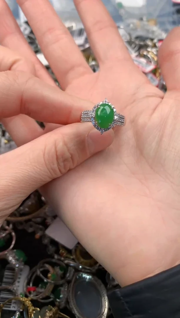 银S925镶嵌戒指翡翠3         9