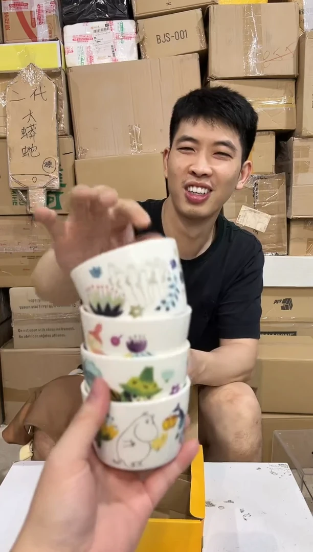 瓷片原盒姆明小茶杯4件套
