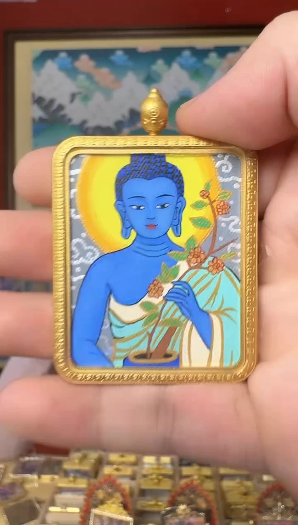 吊坠药老师-热贡纯手绘唐卡