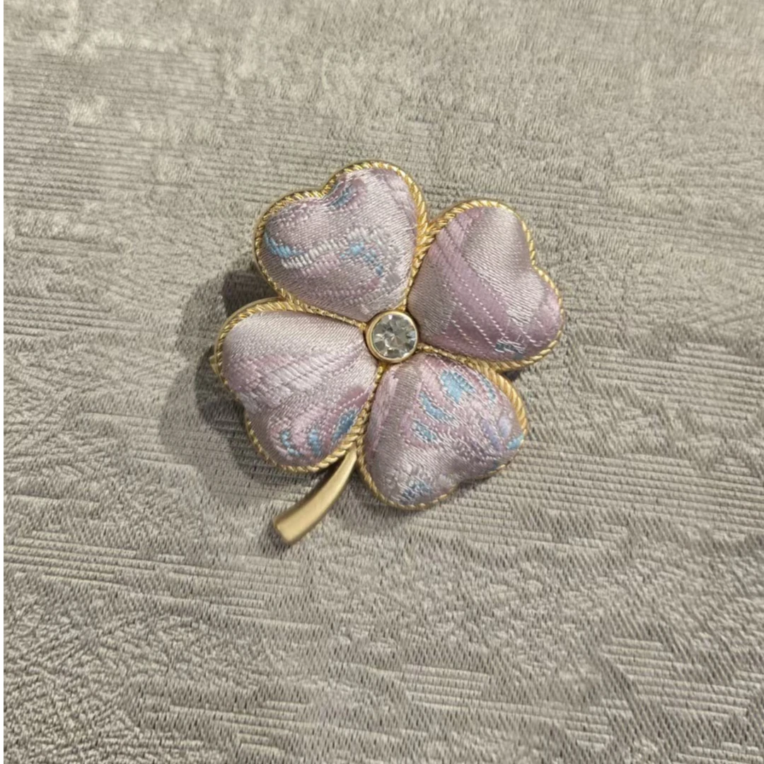 合金布艺胸针 宋锦手工胸针四瓣花幸运草