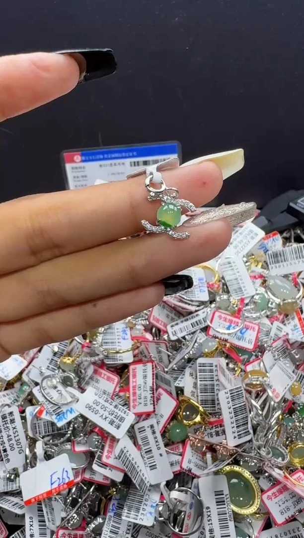 翡翠戒指银S925镶嵌戒指473