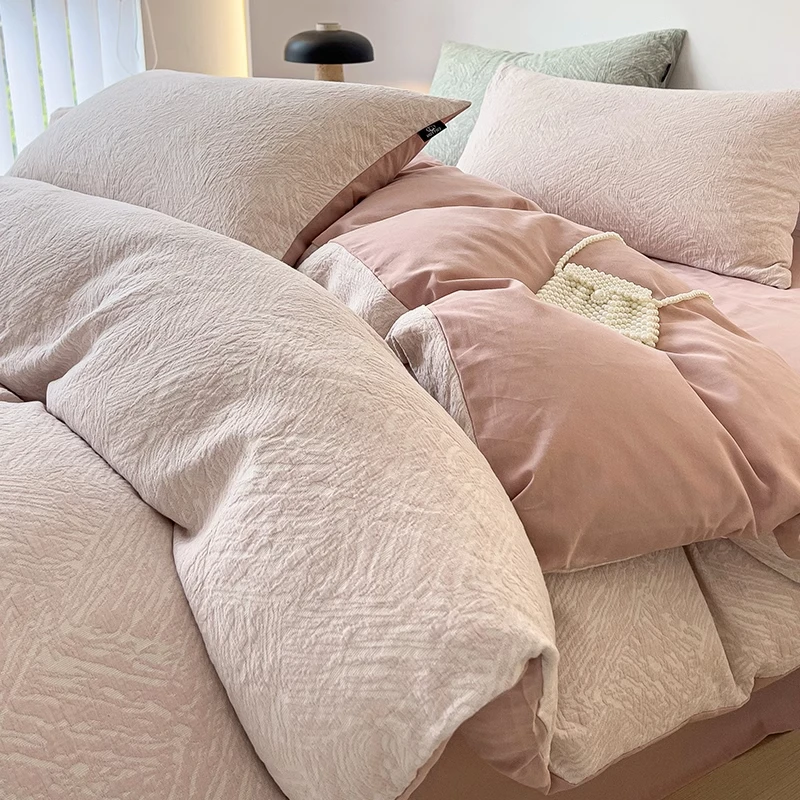 轻奢双层纱被套四件套100%纯棉新款高级感床上用品被套