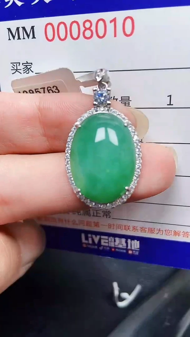 翡翠银S925镶嵌颈饰8010