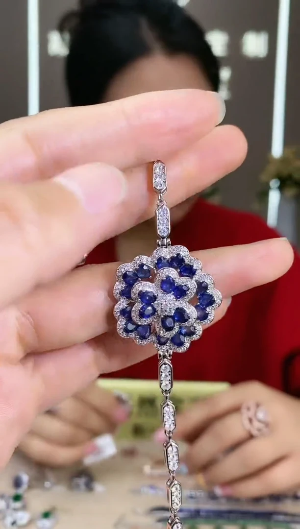 【闪购商品】蓝宝石手链银S925镶嵌手链