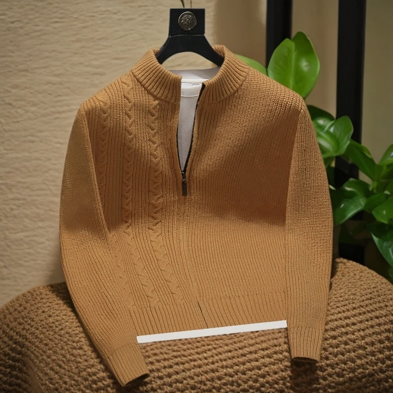 诺顿雷斯纯色针织开衫毛衣男士秋冬季新款简约圆领韩版外套上衣潮