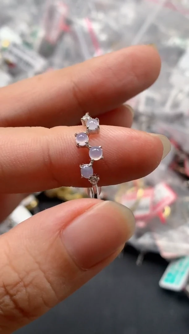 银S925镶嵌戒指翡翠天然A货缅甸翡翠