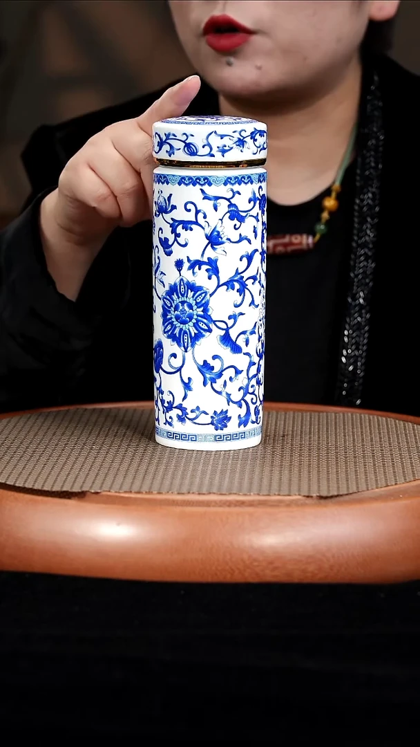茶壶紫砂BX3仓库青花缠枝莲保温杯450cc
