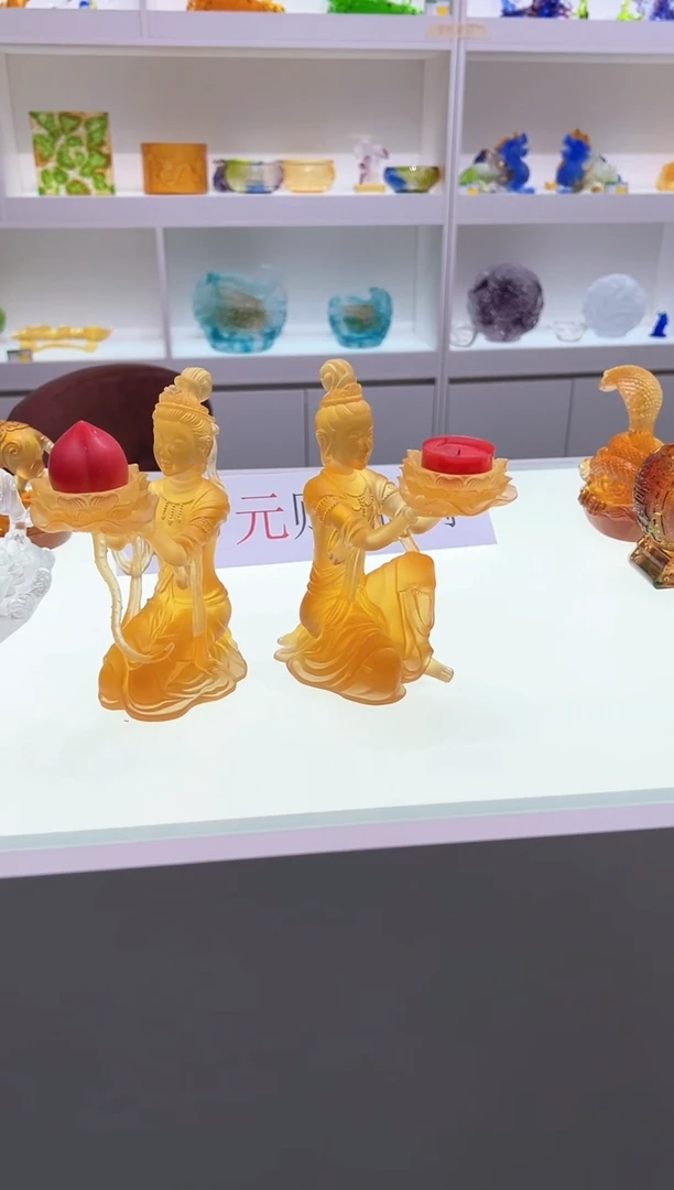 【闪购商品】泥塑古法琉璃仙女烛台摆件