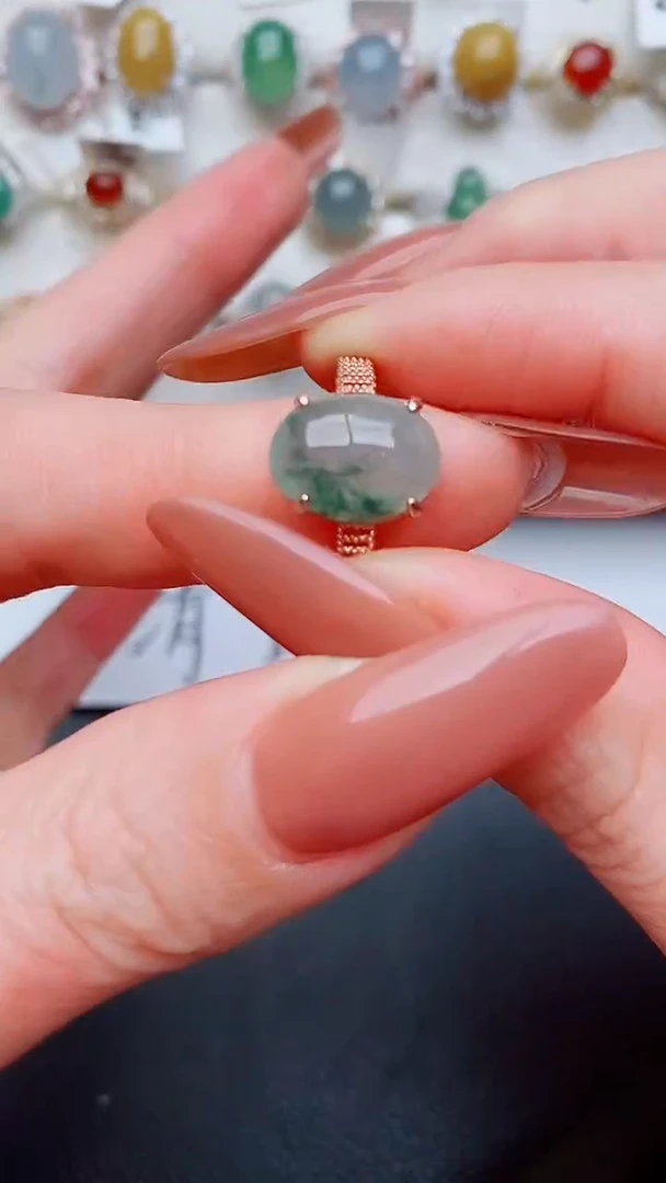 银S925镶嵌戒指翡翠...