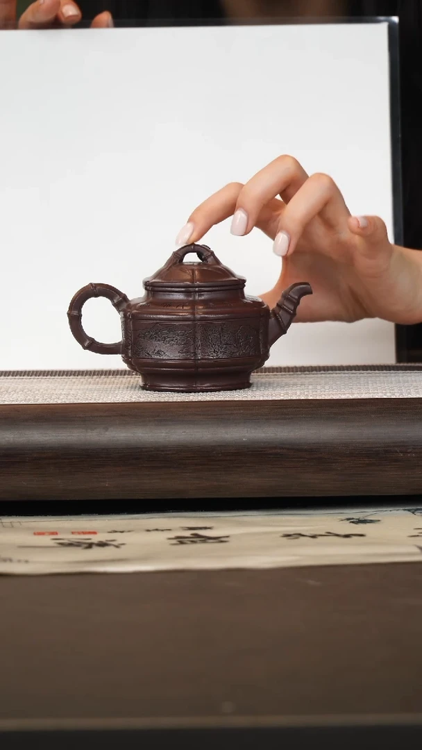 茶壶紫砂储立强/紫泥/竹鼓/180c