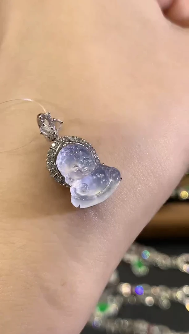 吊坠(不含链)18K金镶嵌翡翠C62