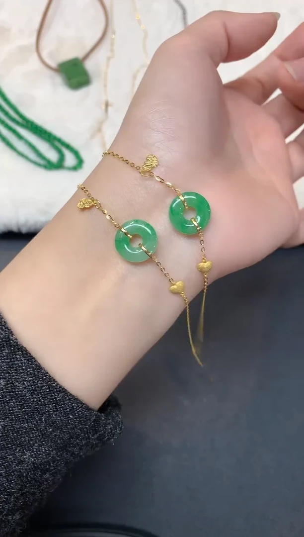 18K金镶嵌手链翡翠（多样性发一件）W336|1980