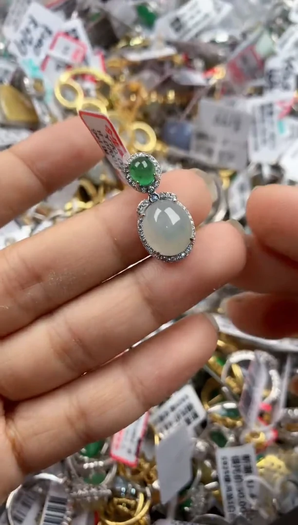 银S925镶嵌戒指翡翠3333----7