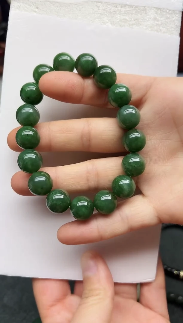 未镶嵌手链和田玉12MM   碧玉圆珠