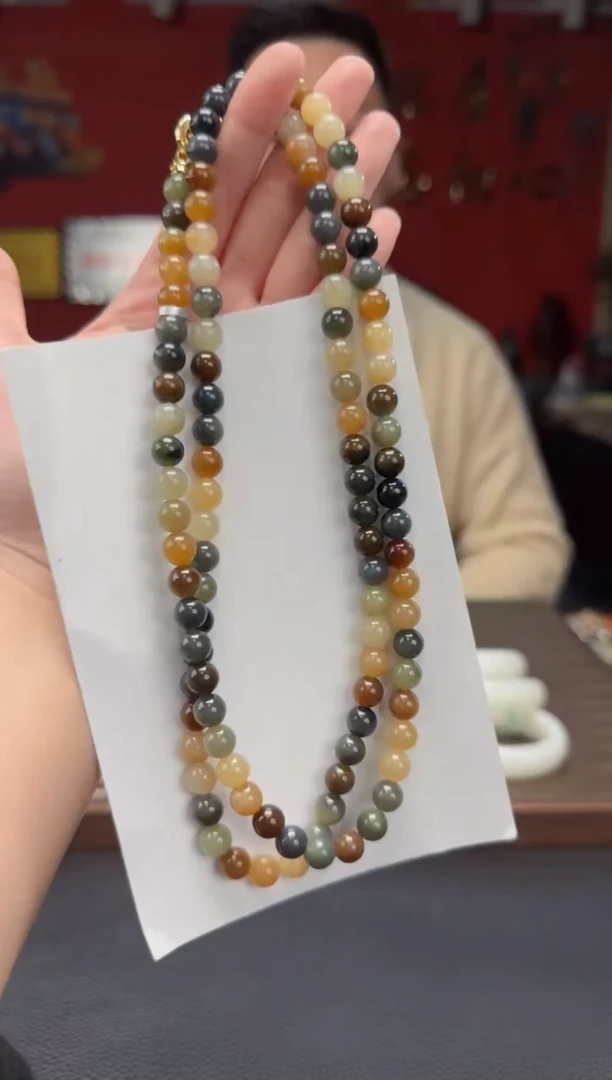 【闪购商品】和田玉颈饰未镶嵌楼兰三色108颗多圈卡8
