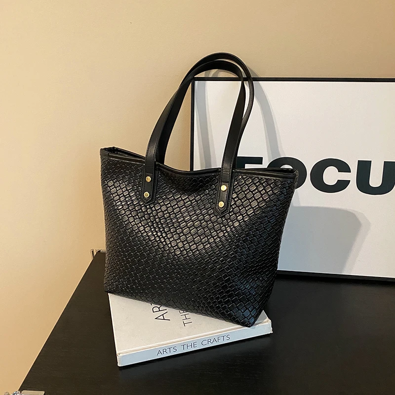 百搭不挑人编织大托特包包1052黑色