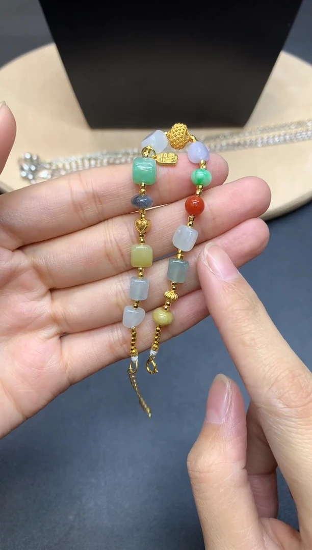 【闪购商品】翡翠手链银S925镶嵌珠子【多样性发其一】