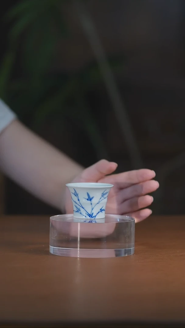 青花竹子竹节杯