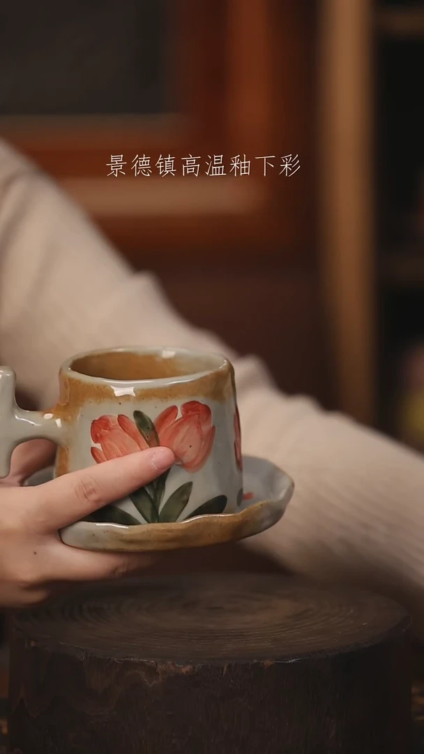 陶瓷景德镇高温釉下手绘陶瓷@L003@