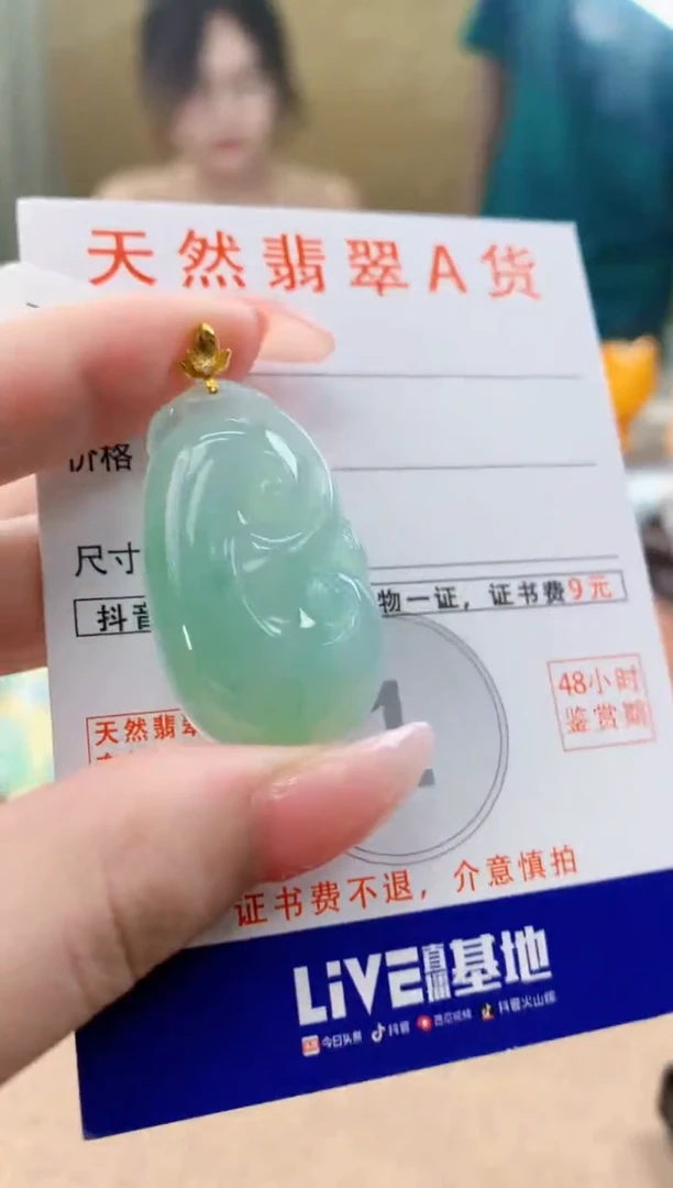 颈饰18K金镶嵌翡翠天然A货翡翠挂件