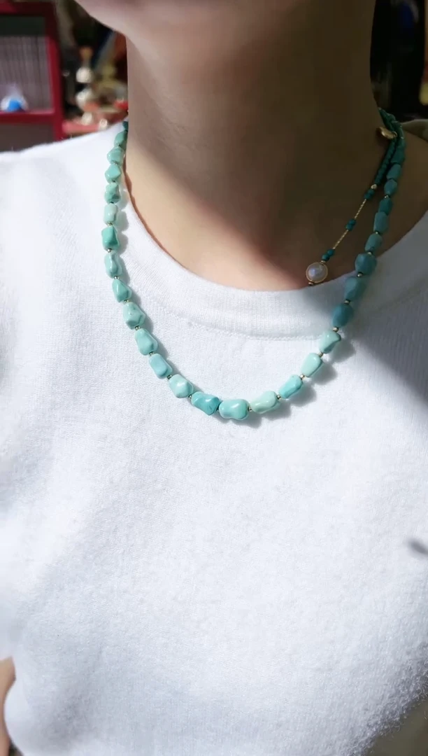 【闪购商品】绿松石项链银S925镶嵌绿松随型项链（拉萨直发）