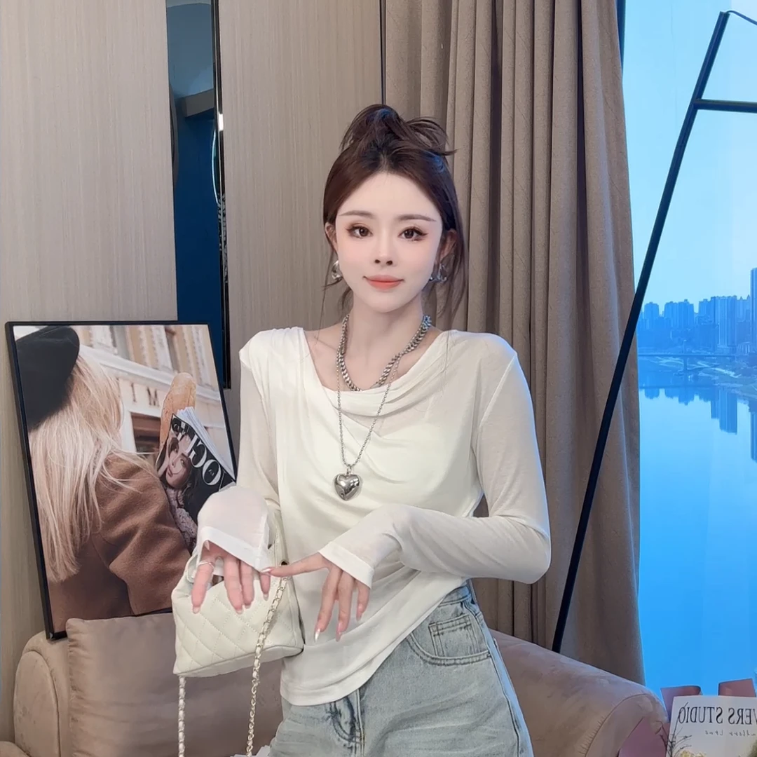 【晓溪服饰】春季新款宽松型长袖常规不规则领立体装饰防晒罩衫6110