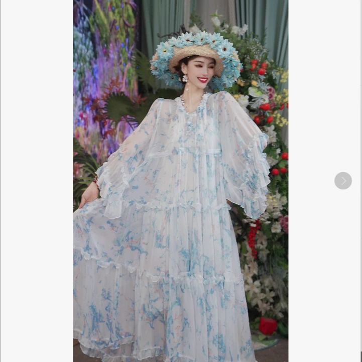 25夏季新款法式设计师桑蚕丝宽松时尚女装连衣裙251D733