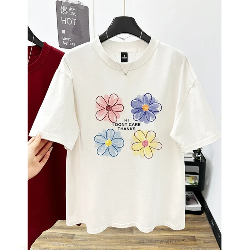 夏季新款女童洋气小花短袖休闲宽松童装舒适中大童zb5622简约童品