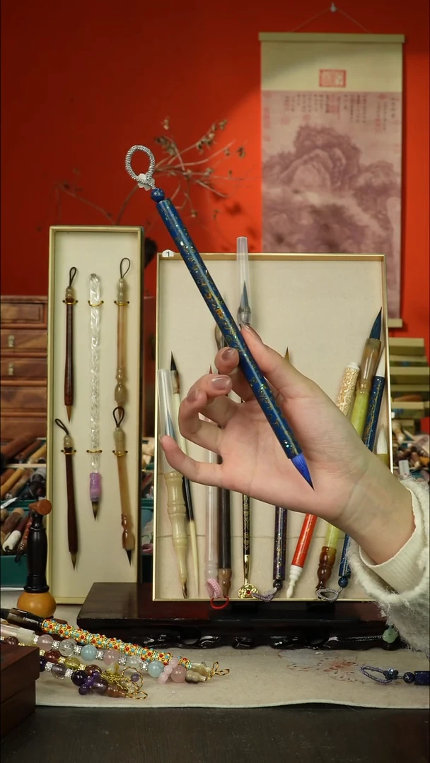 9号闪孤品高货毛笔链接 清水试笔 蘸墨不退