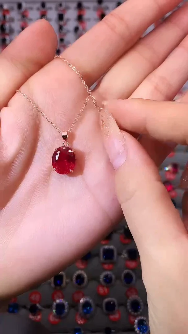 【闪购商品】红宝石吊坠(赠链)银S925镶嵌1111