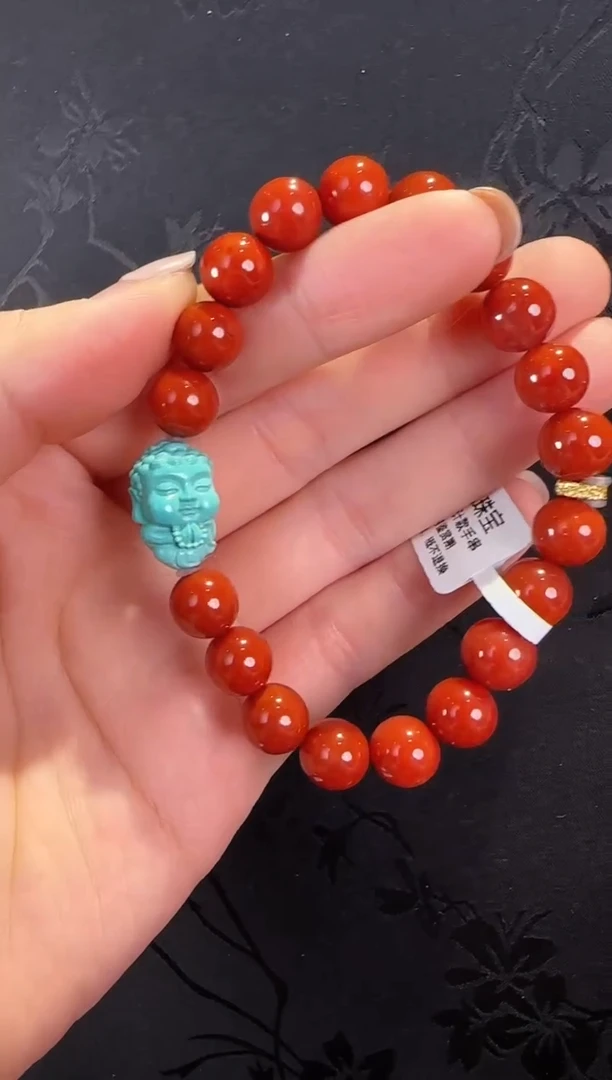 18K金镶嵌手串南红玛瑙珠宝原创