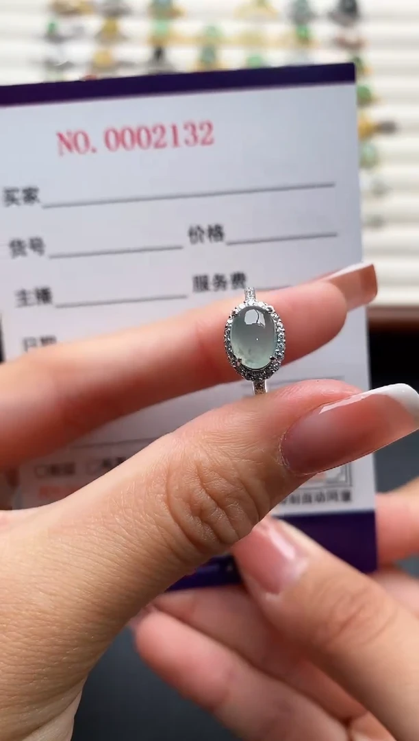 银S925镶嵌戒指翡翠444444+8