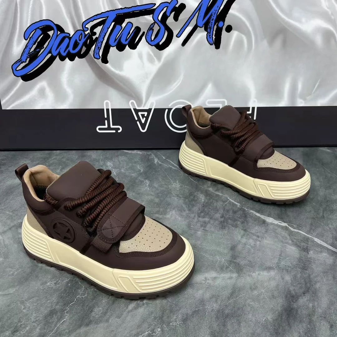 2024个性舒适运动男鞋时尚百搭潮流休闲增高厚底系带板鞋