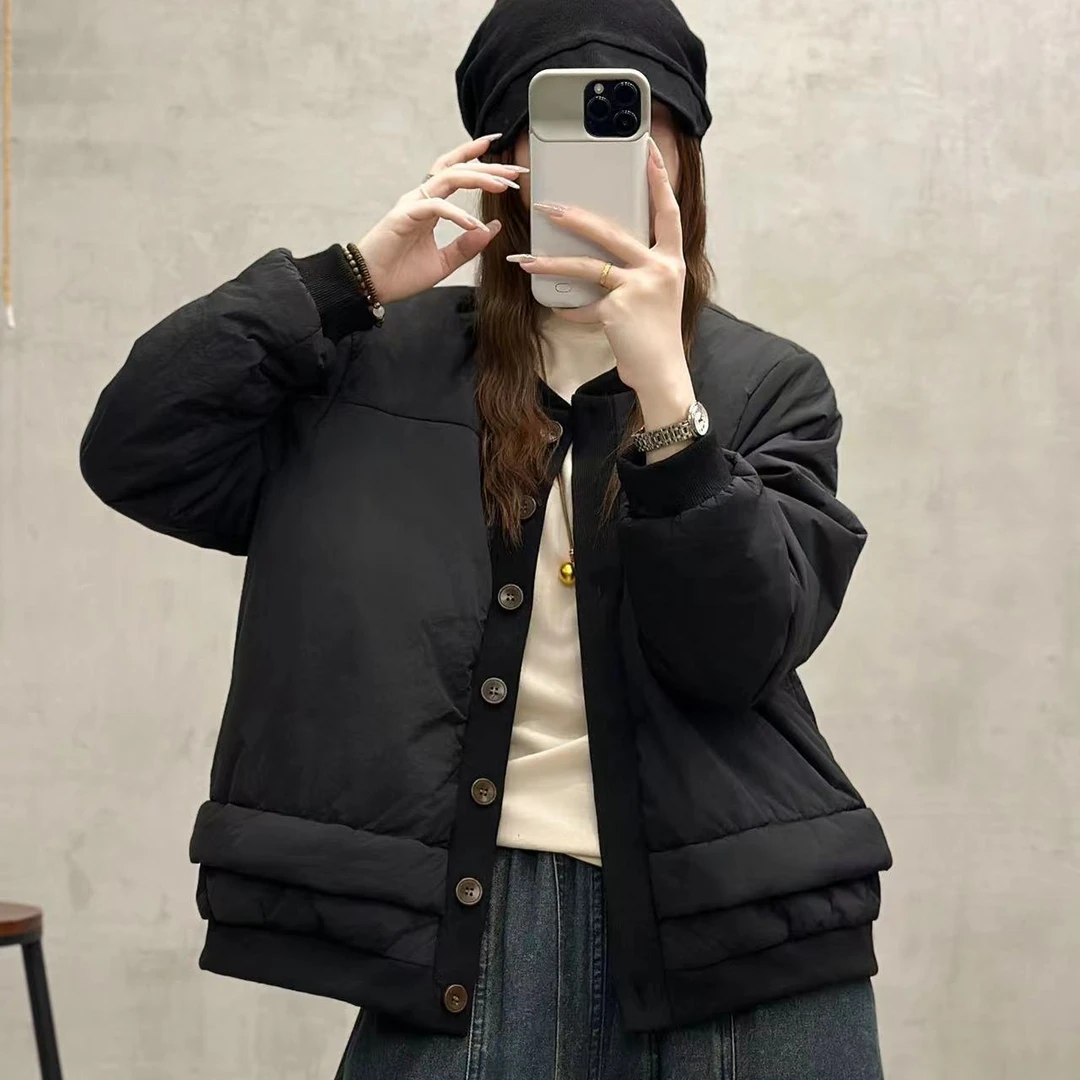 16106新款秋冬休闲时尚百搭简约显瘦减龄棉服