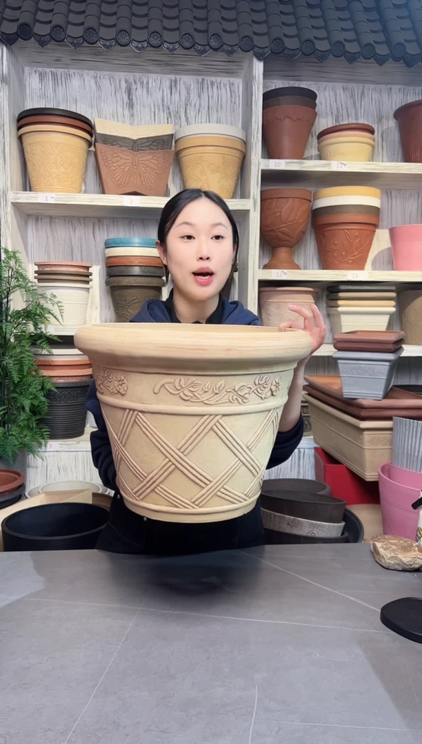 43*33米白色加厚浮雕外贸加厚大花盆