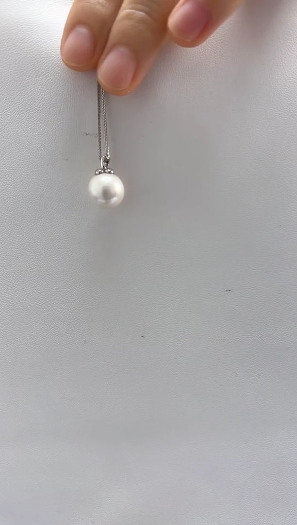 淡水珍珠银S925镶嵌吊坠(不含链)11-12柿子吊坠