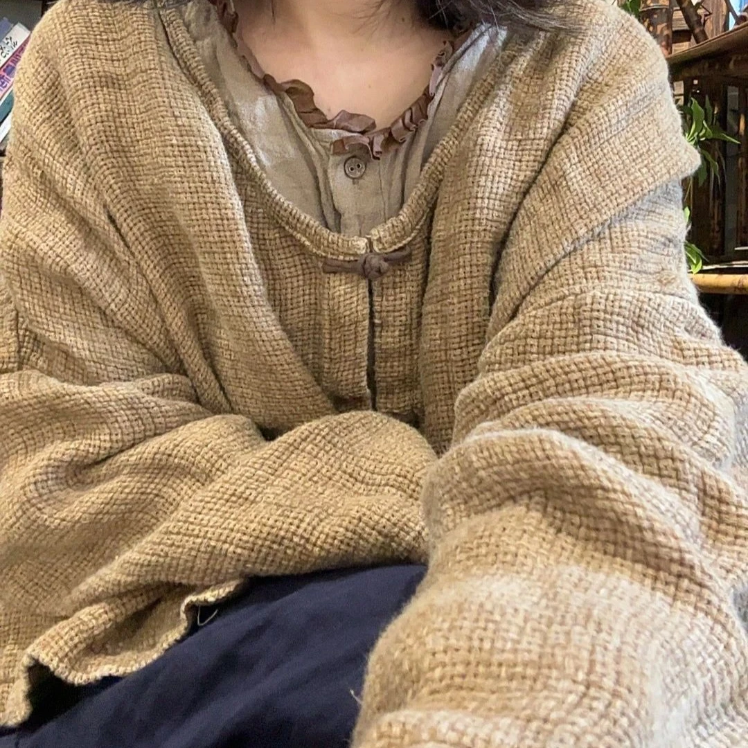 24/9 SN40 亚麻粗纺肌理感工艺染色麻袋衫开衫外套